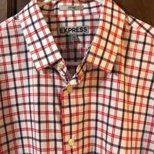 Express fitted button down long sleeve shirt mens